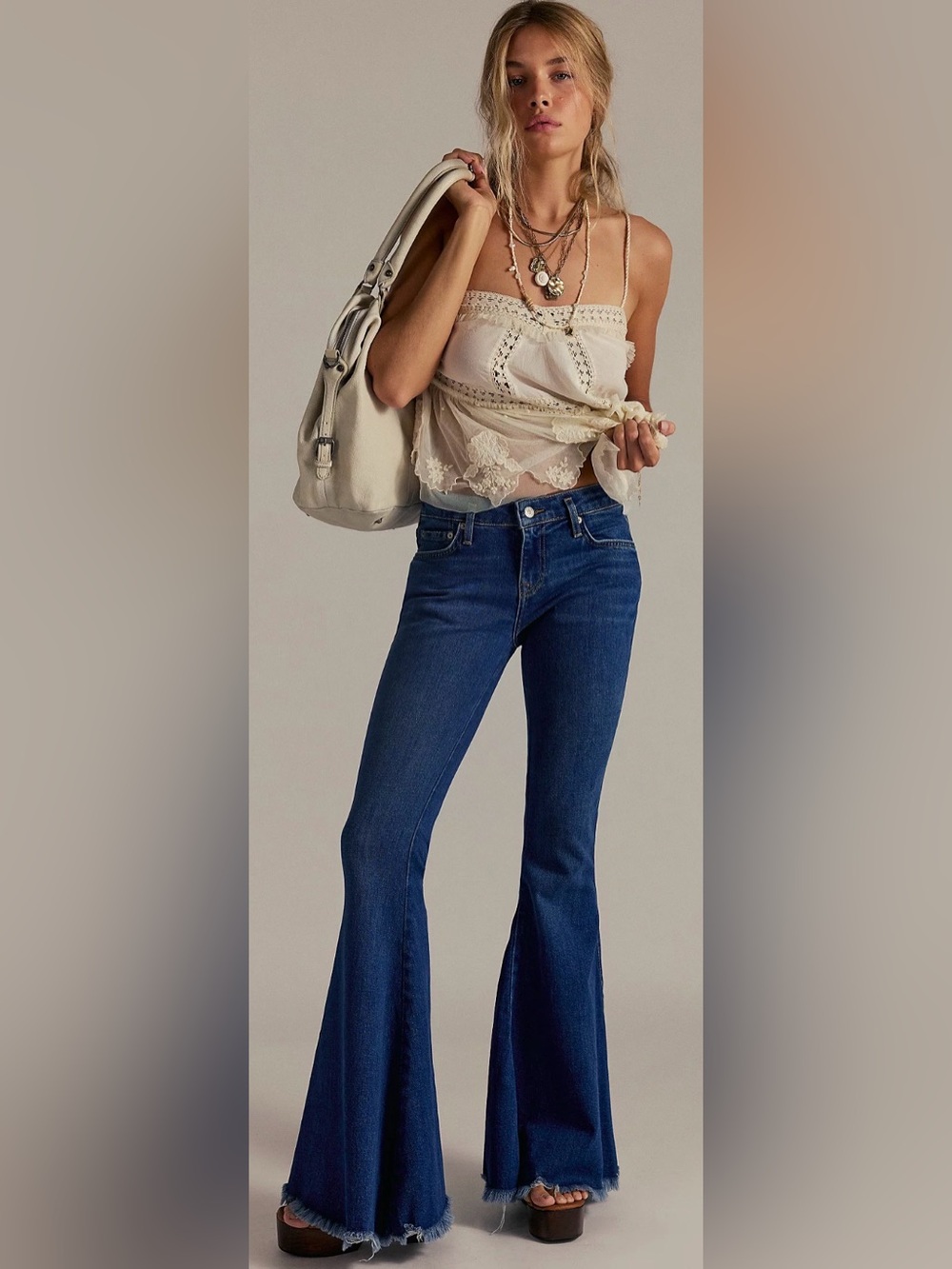We The Free Emre Low Rise Flare Daisy Blue Jeans Size 27